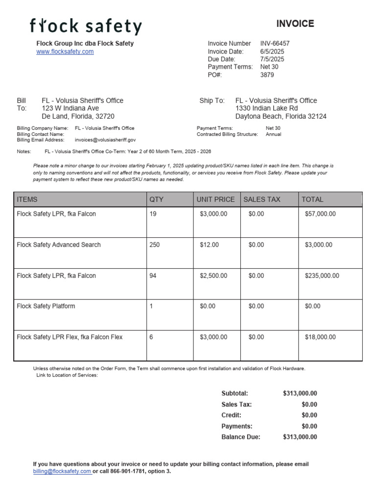 250730095656flock Safety INV-66457 2025-06-05 | PDF | Invoice | Payments