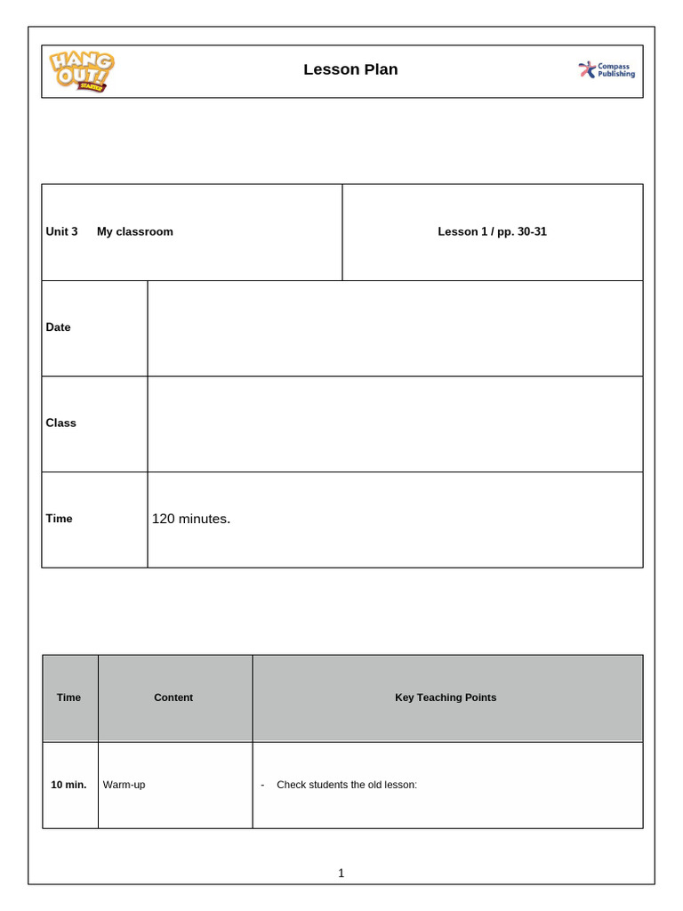 Classroom Vocabulary Lesson Plan | PDF | Noun | Classroom