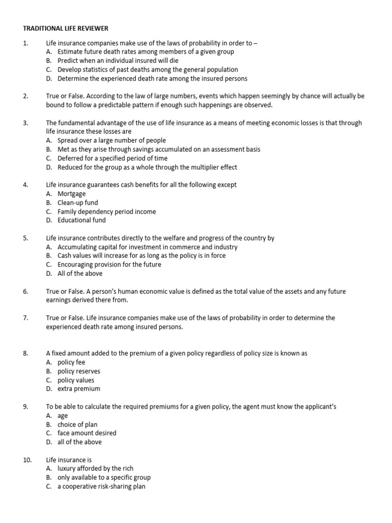 Comprehensive Life Insurance Review Guide | PDF | Life Insurance ...