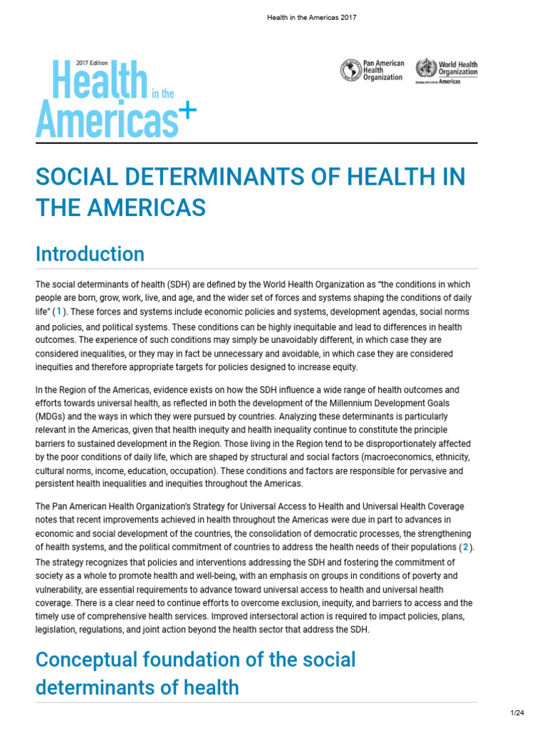 Social Determinants of Health in Americas | PDF | Governance | Mental ...