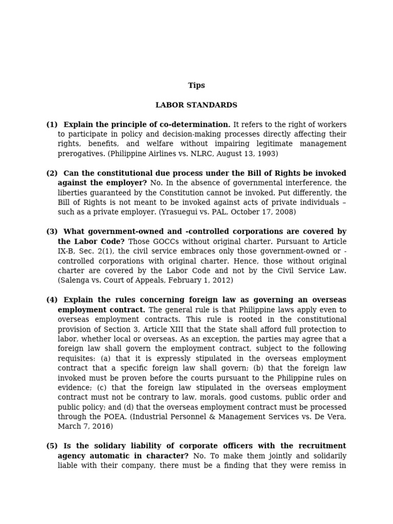 Labor Standards and Employment Law Insights | PDF | Employment ...