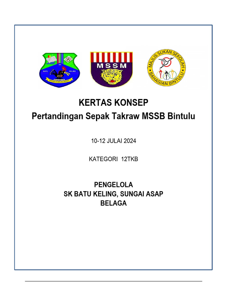 Kertas Konsep Sepak Takraw MSSB Btu 2024 | PDF