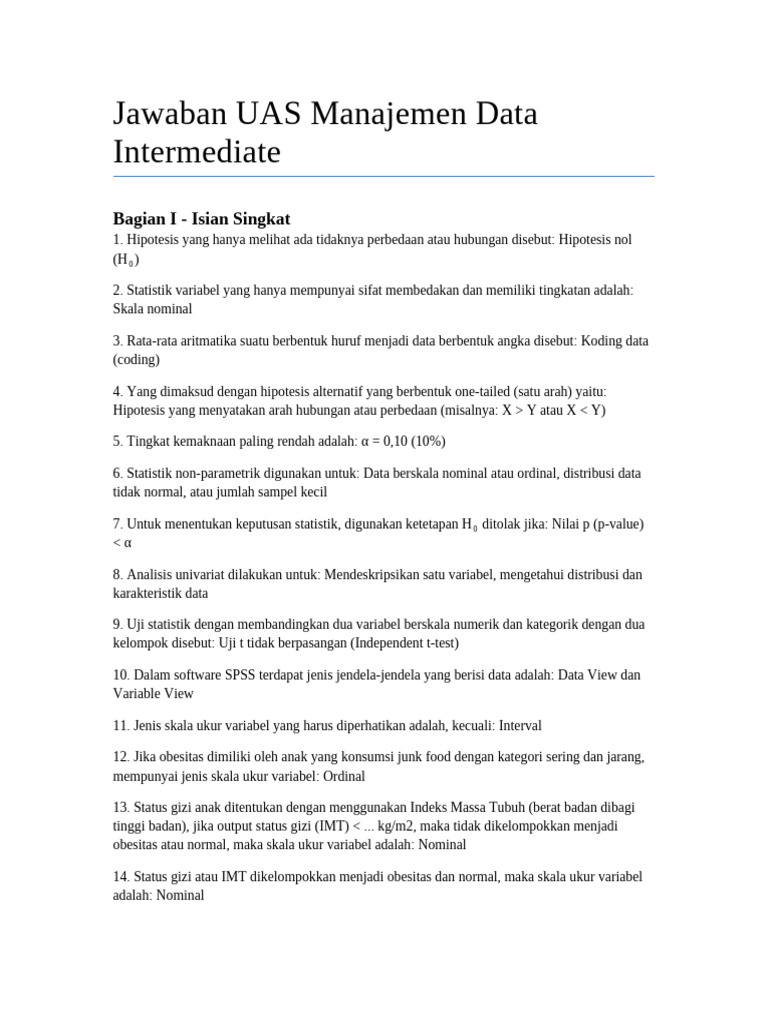 Jawaban UAS Manajemen Data 2023 | PDF