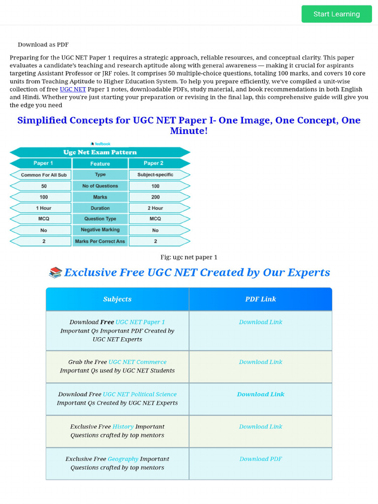UGC NET Paper 1 Notes PDF & Unit-Wise Study Material | PDF