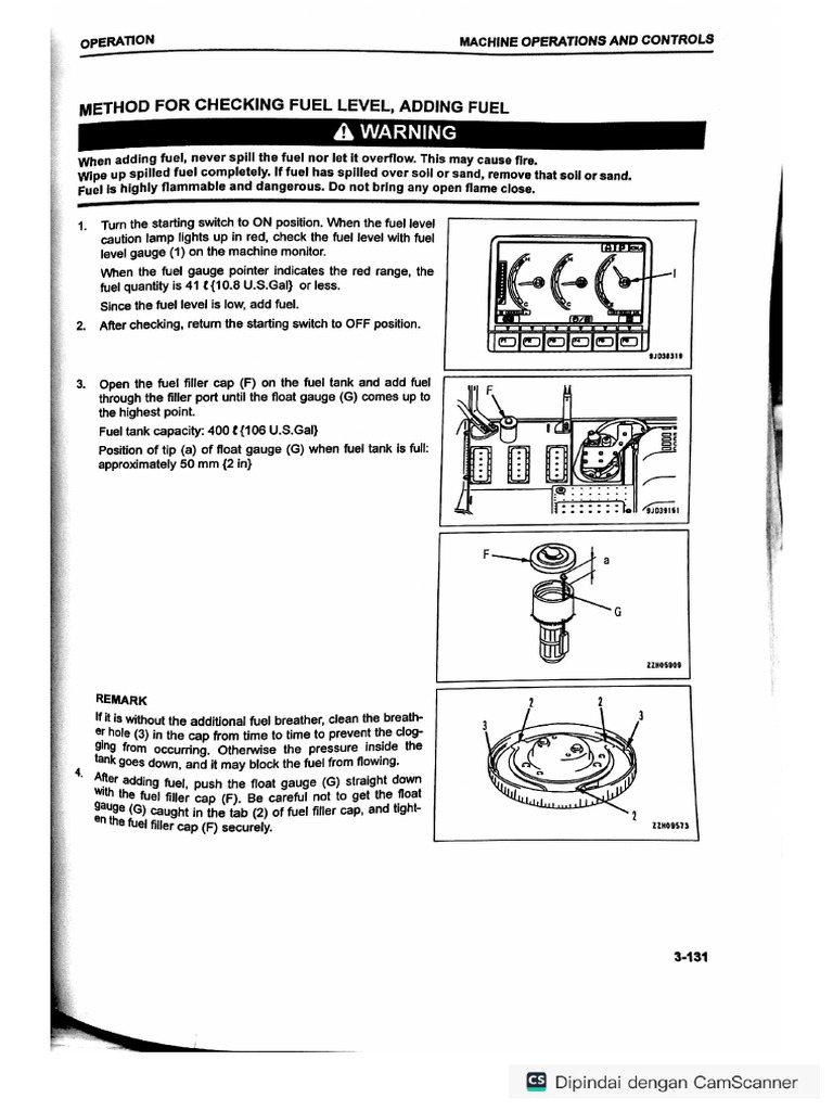 Method For Checking Fuel Level, Adding Oil | PDF
