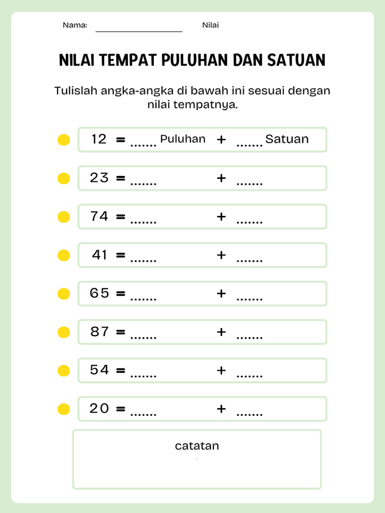 Nilai Tempat Puluhan dan Satuan | PDF