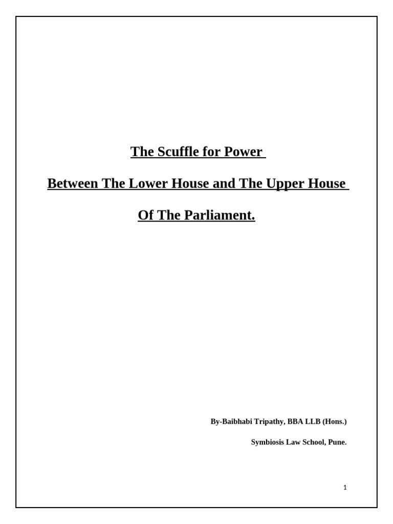 The Scuffle for Power Between Lok Sabha and Rajya Sabha (1) | PDF ...