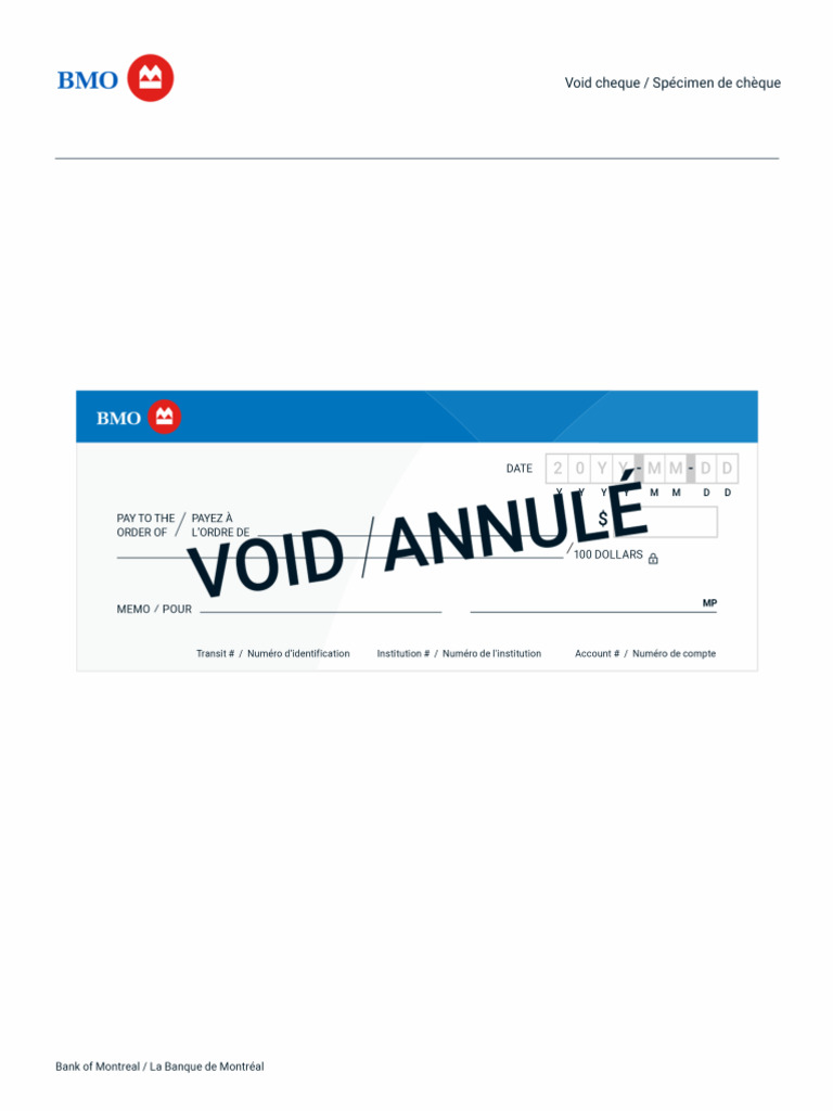 Void Cheque PDF BMO | PDF