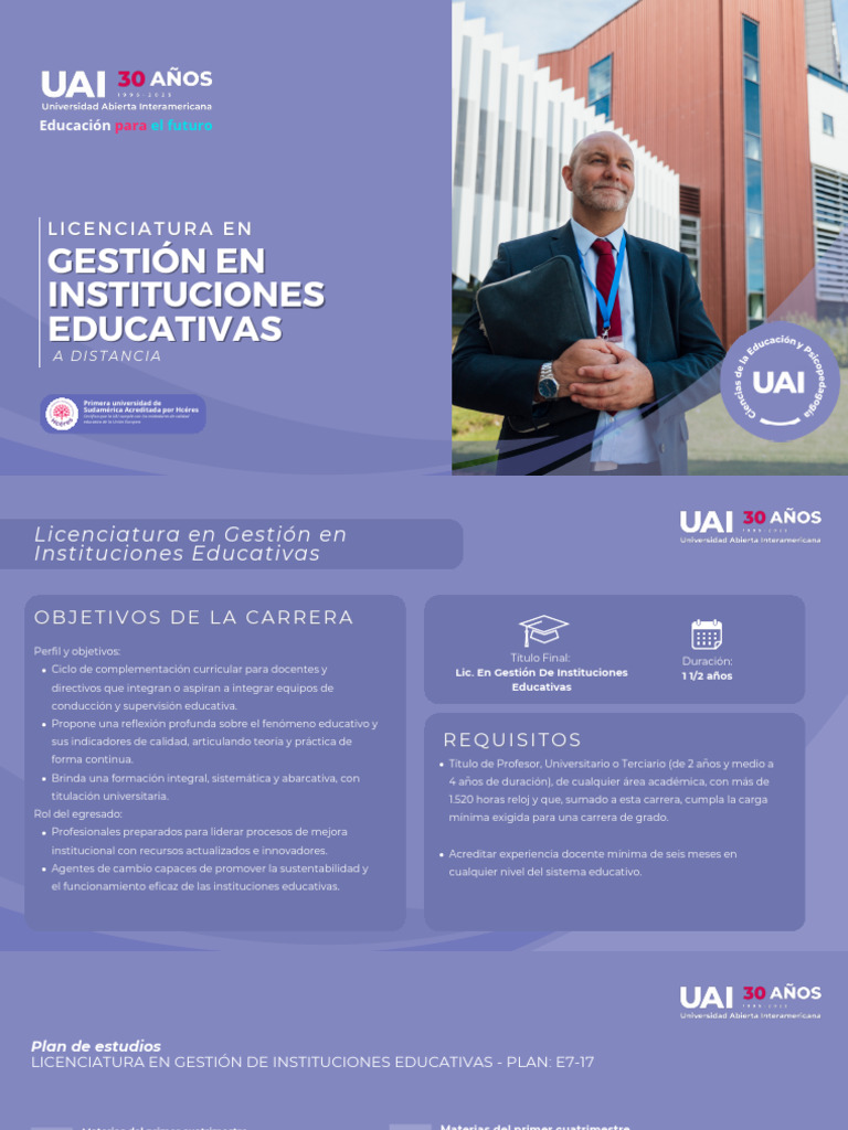 Licenciatura en Gestión Educativa a Distancia | PDF | Plan de estudios ...