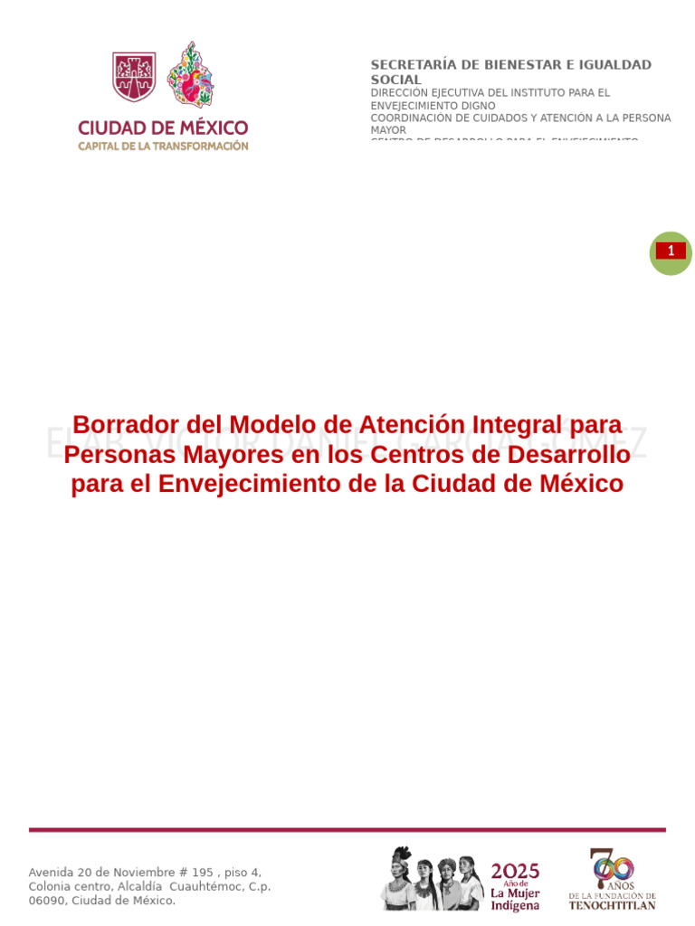 Modelo Integral de Atención a Personas Mayores | PDF | Cuidado de la ...