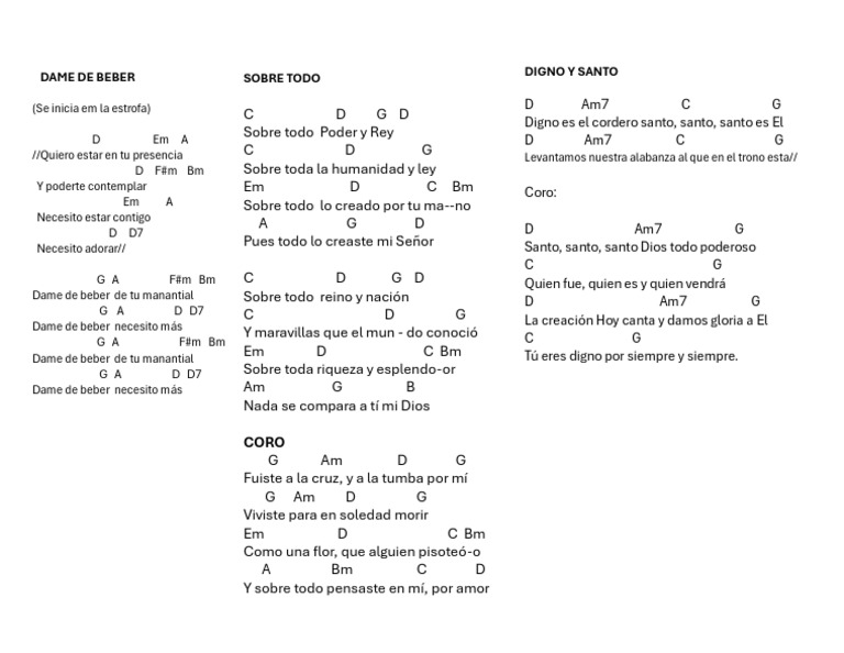Letras de Canciones de Alabanza y Adoración | PDF
