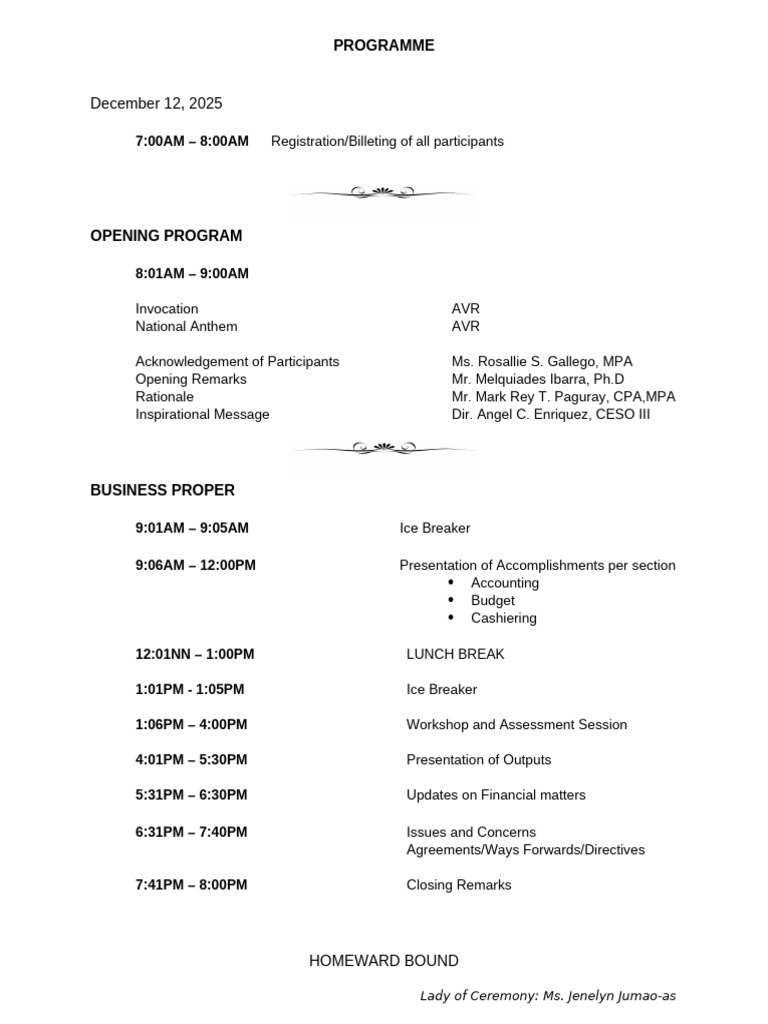2025 Program Schedule Overview | PDF