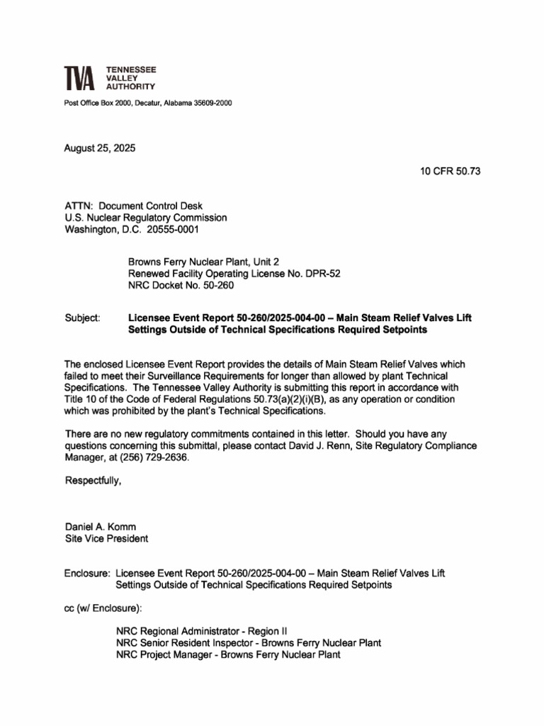 2602025004 | PDF | Nuclear Regulatory Commission | Nuclear Reactor