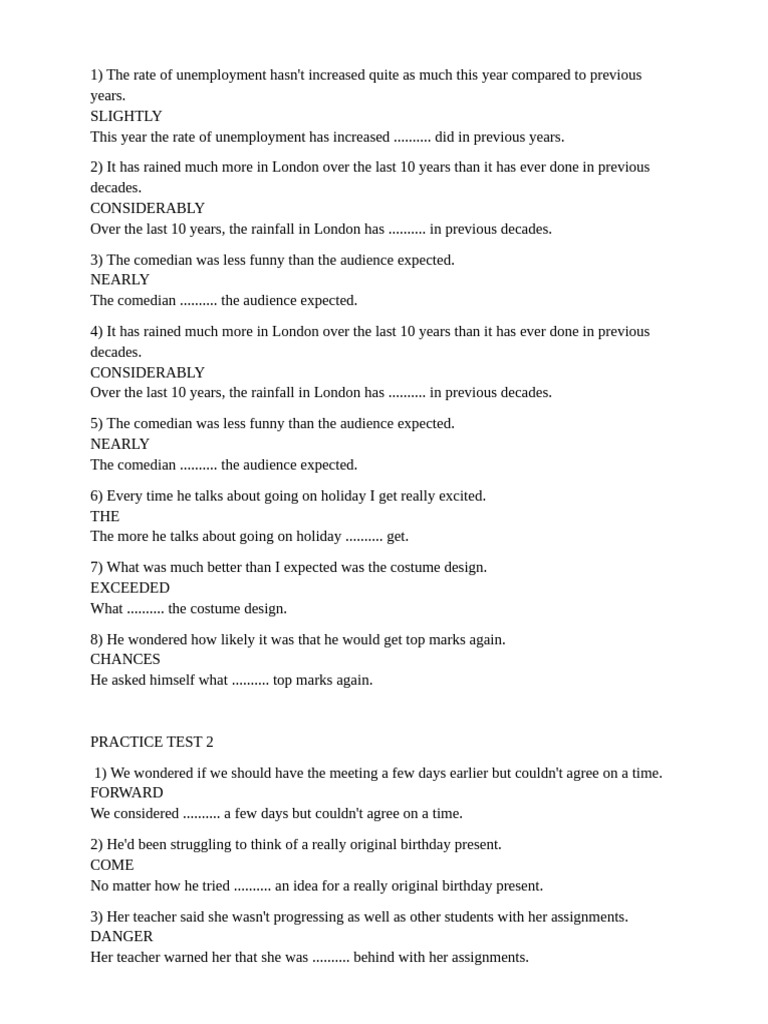 English Language Practice Test Answers | PDF