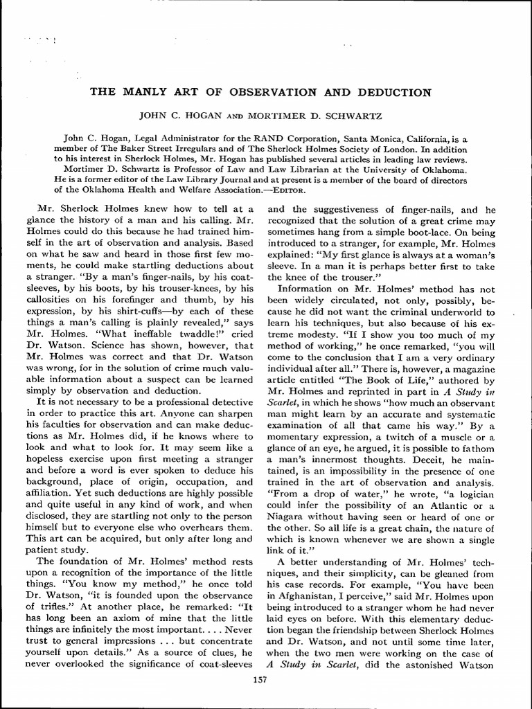 Mastering Observation and Deduction | PDF | Dr. Watson | Sherlock Holmes