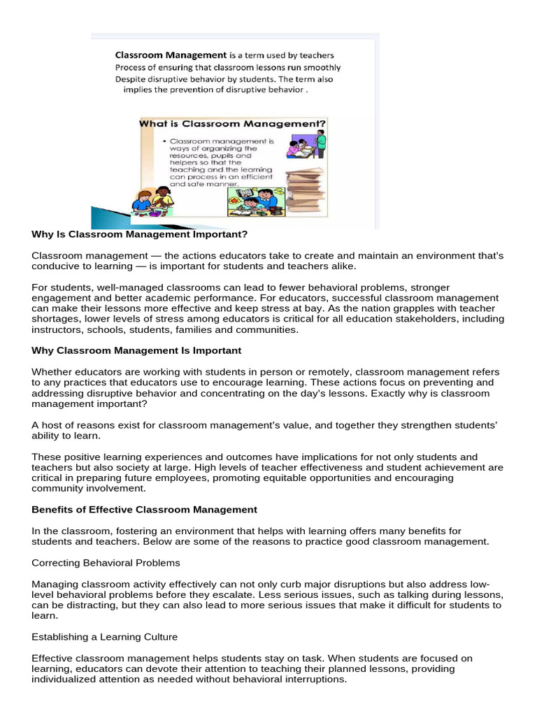 Importance of Effective Classroom Management | PDF | Classroom ...
