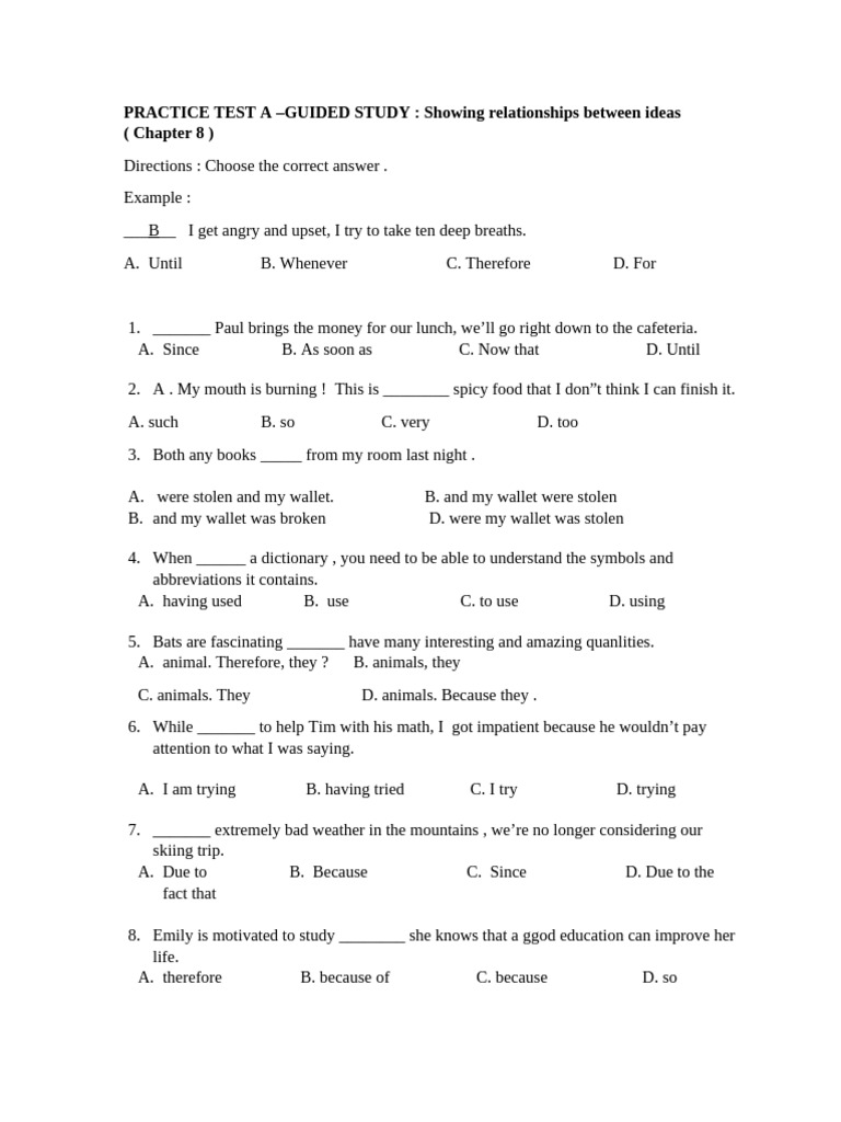 Practice Test: Relationships in Ideas | PDF | Camel
