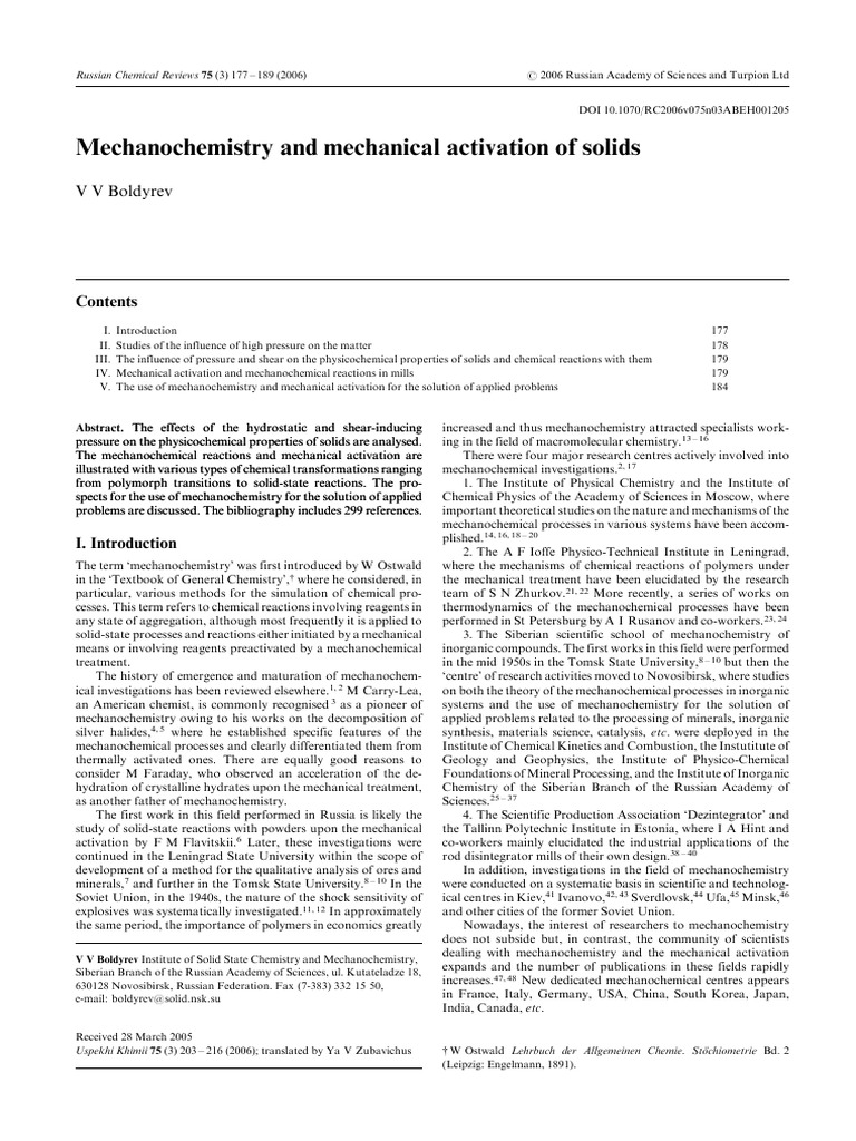 Mechanochemistry: Pressure Effects on Solids | PDF | Adsorption ...