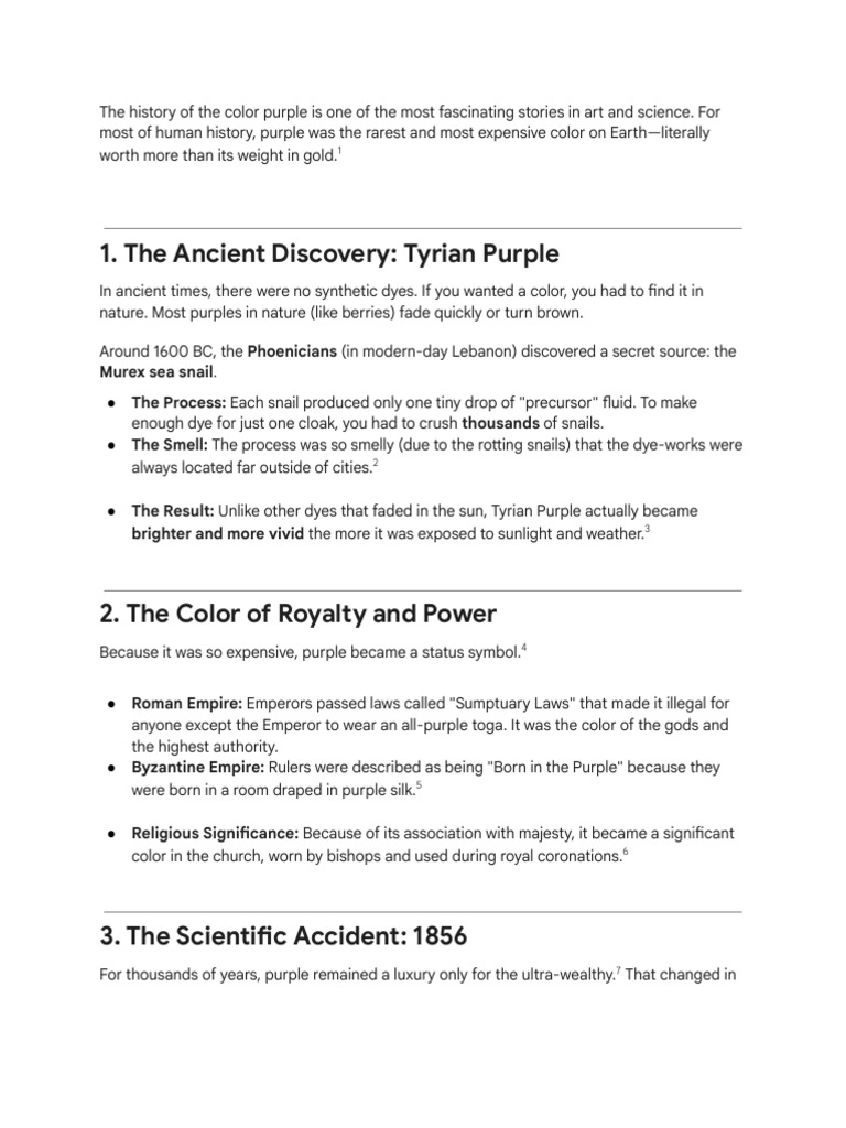 The Fascinating History of Purple Color | PDF