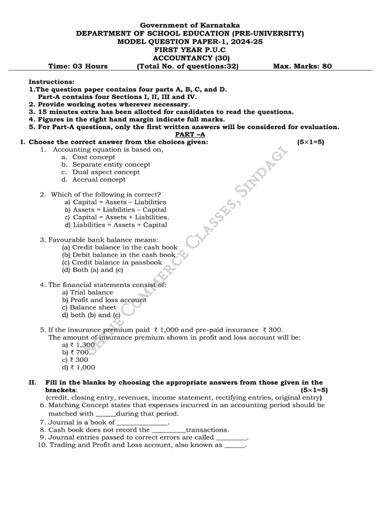 30 Accountancy Question Paper | PDF