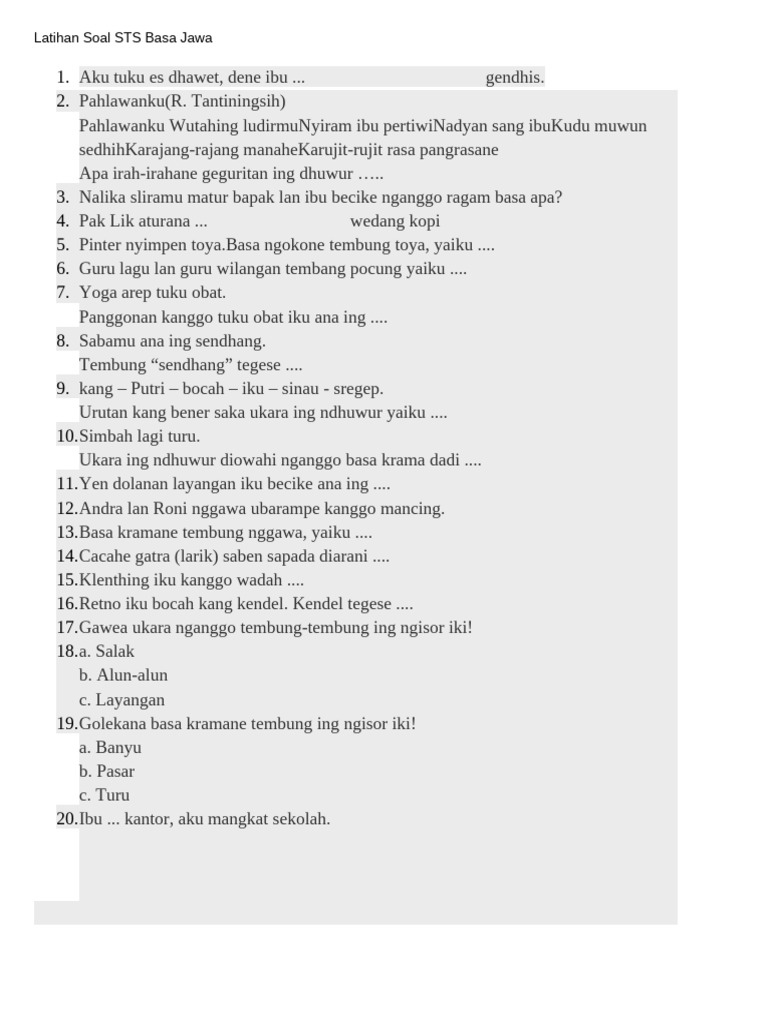 Basa Jawa Kelas 3 | PDF