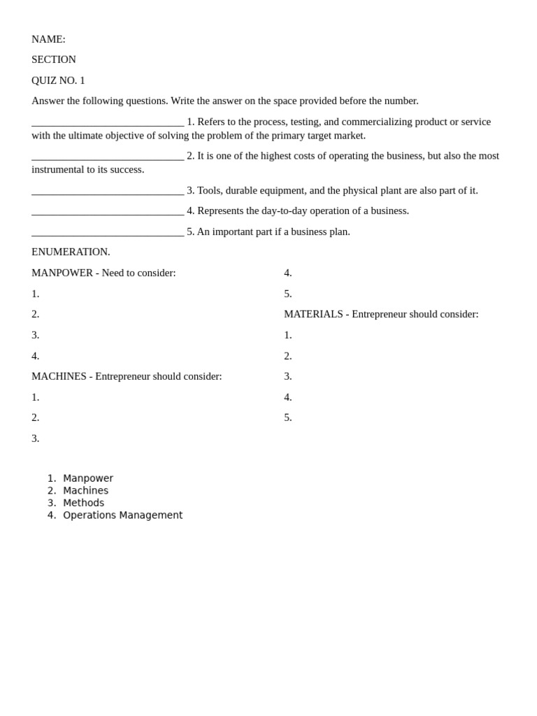 4MS Quiz | PDF