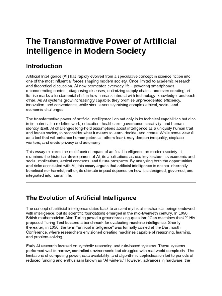 AI's Impact on Society and Work | PDF | Artificial Intelligence ...