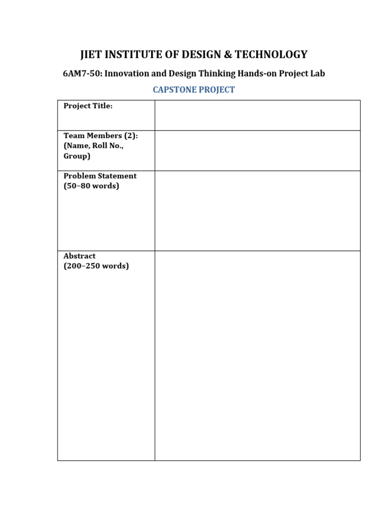 Capstone Project on Design Thinking | PDF