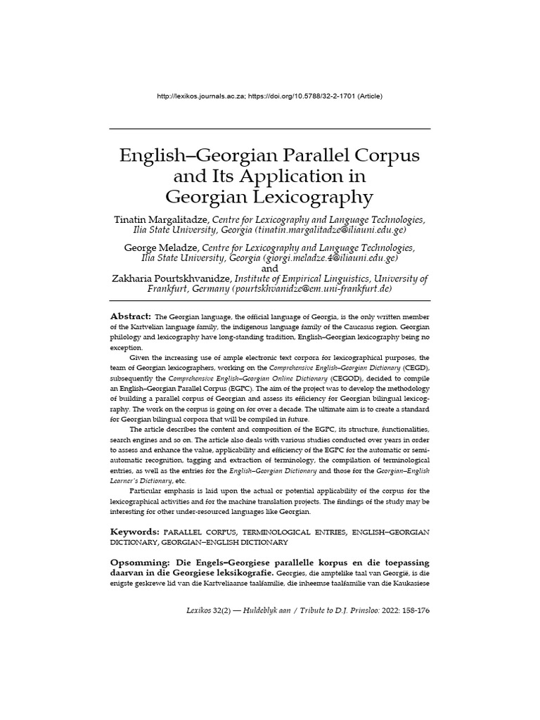 English-Georgian Parallel Corpus Insights | PDF | Lexicography ...