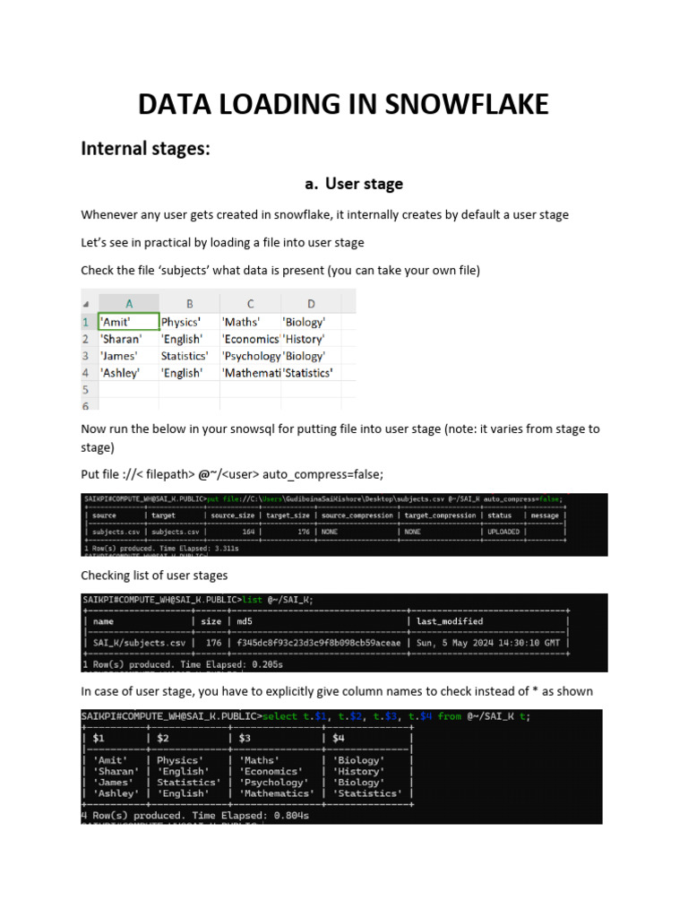 Snowflake Data Loading Techniques | PDF | Computer File | Comma ...
