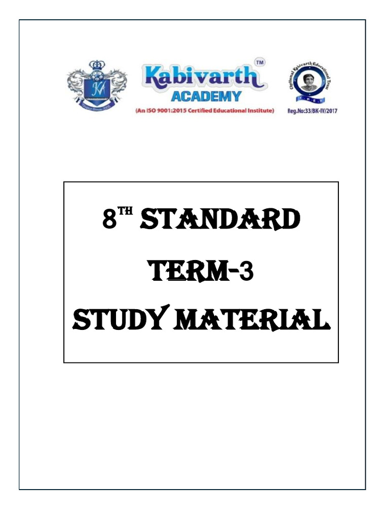 8th Standard Term-3 Study Material | PDF