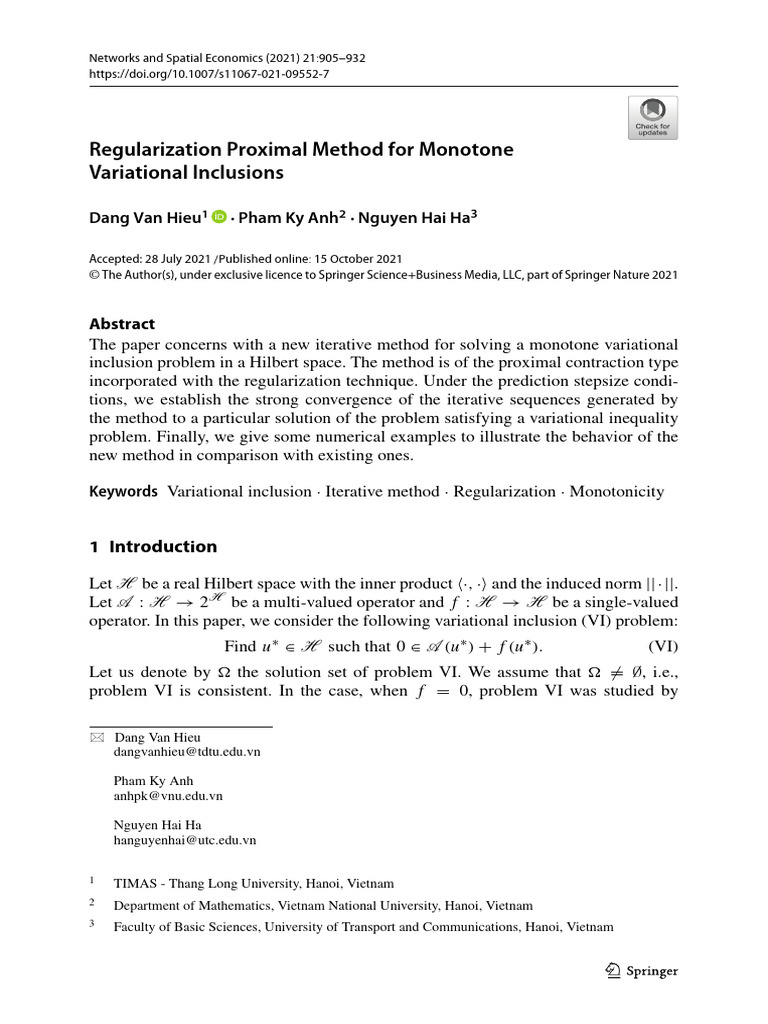 Regularization Method for Variational Inclusions | PDF | Limit ...