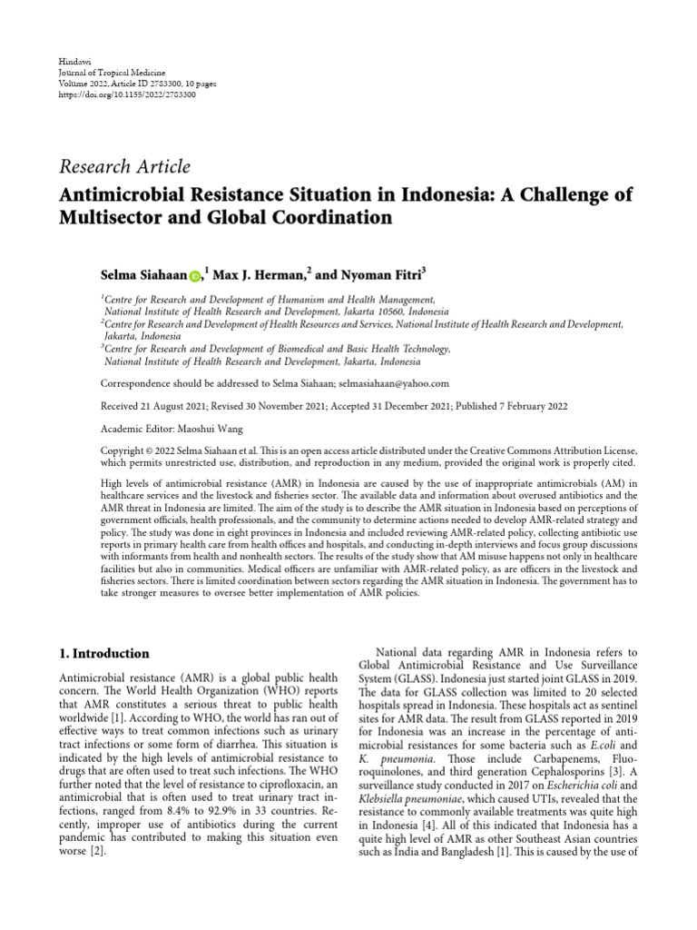 Antimicrobial Resistance in Indonesia | PDF | Antimicrobial Resistance ...