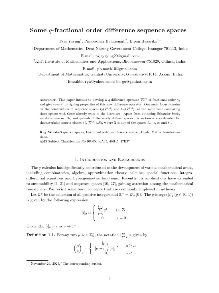 q-Fractional Order Difference Sequence Spaces | PDF | Mathematics ...