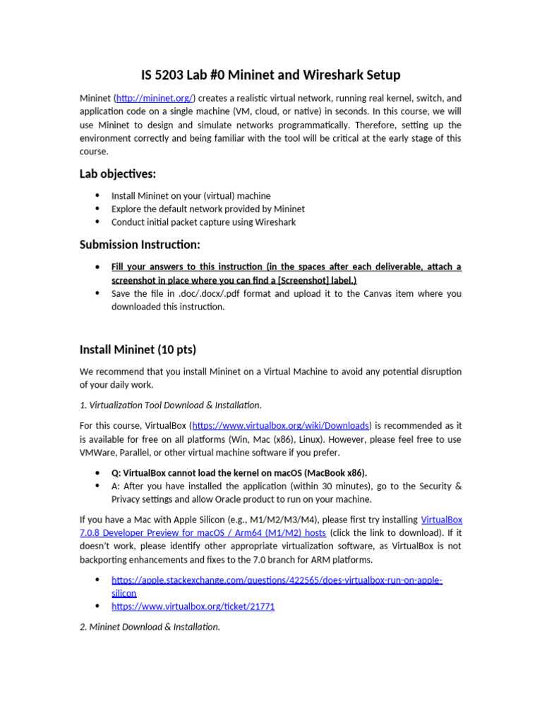 Mininet and Wireshark Setup Guide | PDF | Internet Protocols | Virtual ...