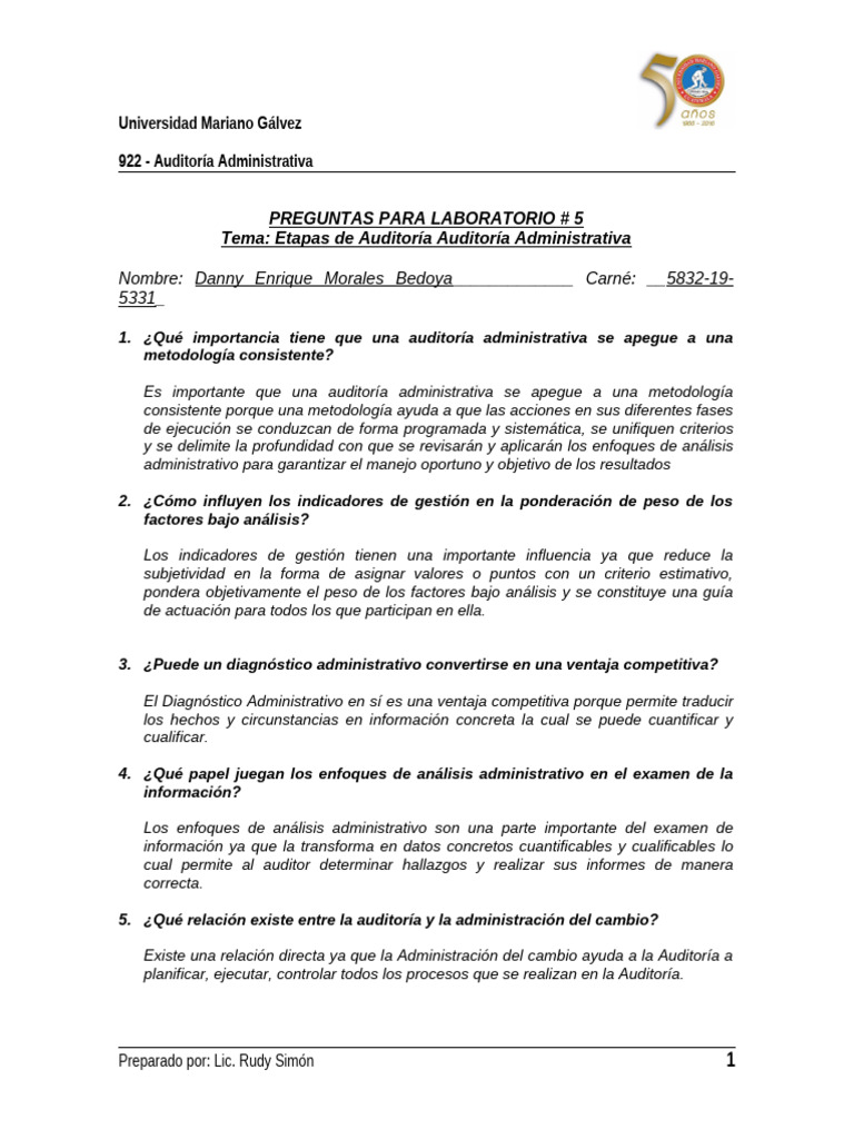 Etapas y Metodología de Auditoría Administrativa | PDF | Auditoría ...