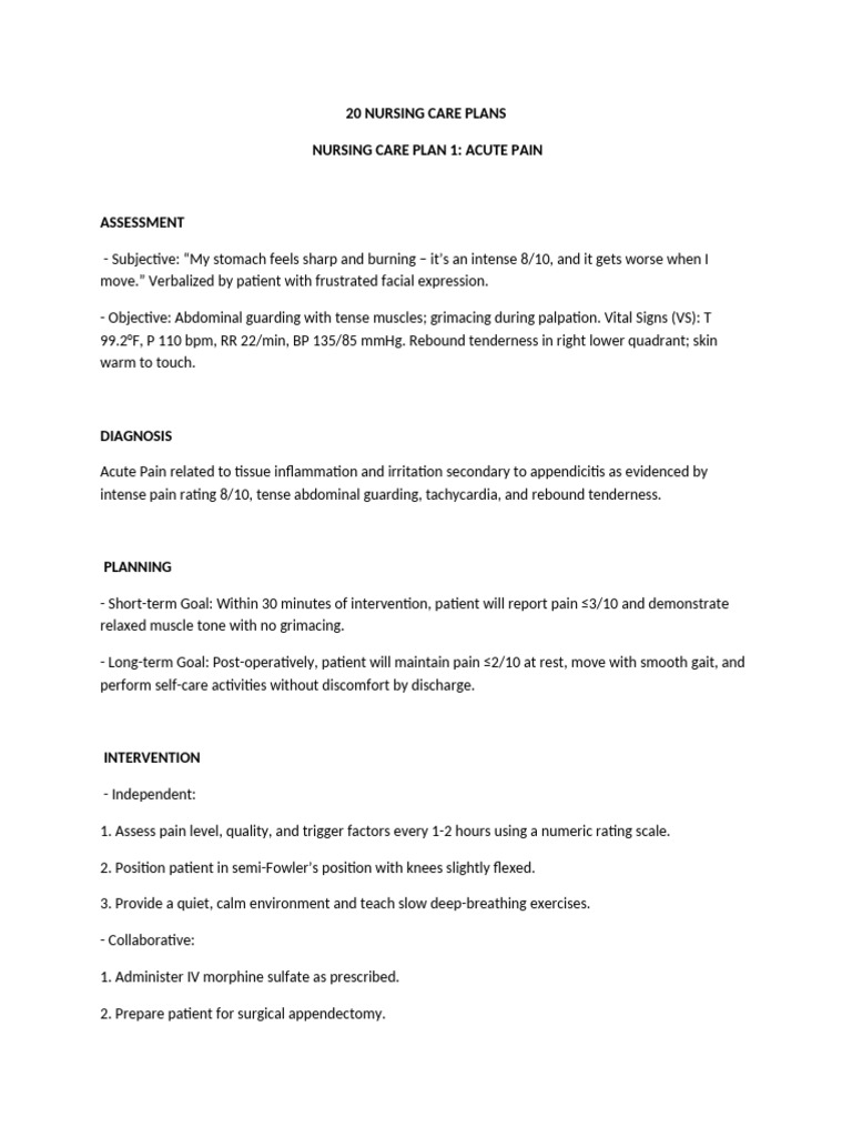 20 Nursing Care Plans for Common Conditions | PDF | Urinary ...