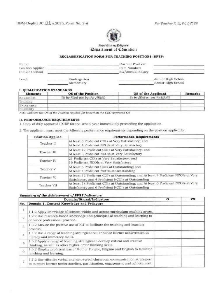 Reclassifcation Form Teachers | PDF