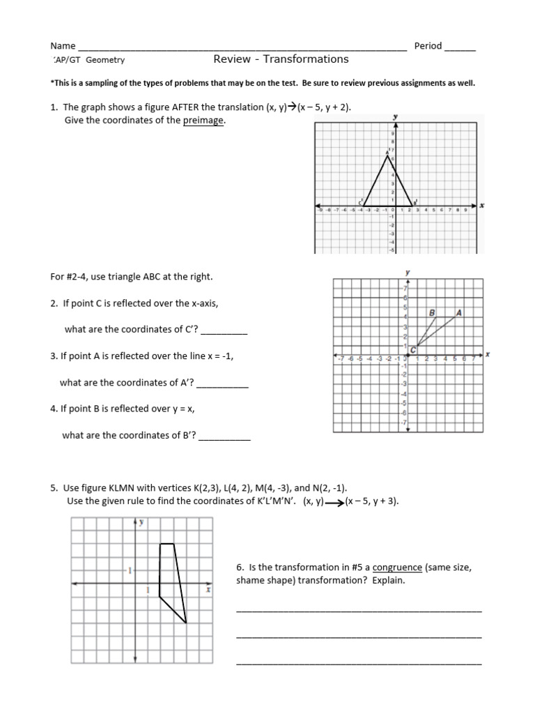 Geometry Transformations Review Guide | PDF | Classical Geometry ...