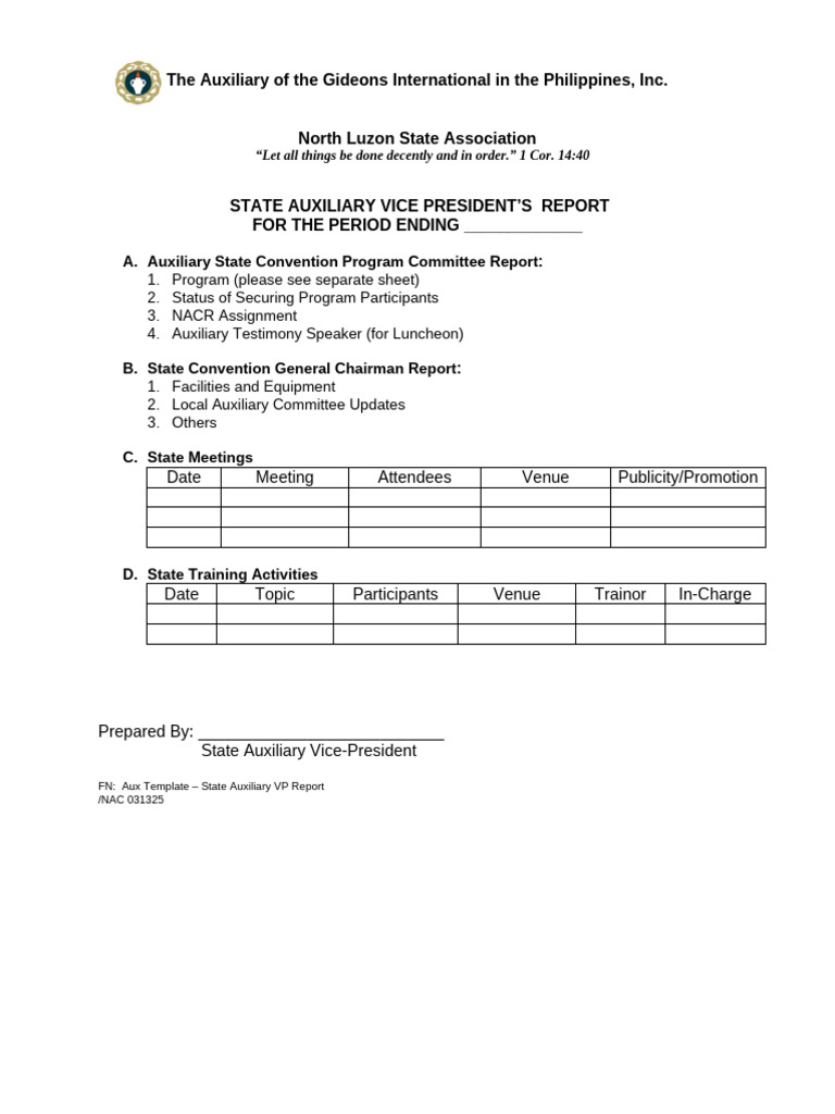 Aux Template State Auxiliary VP Report 2025Mar14docx (1) | PDF