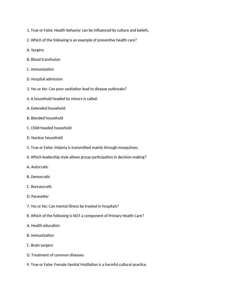 Sbcc Exam-wps Office | PDF | Malaria | Preventive Healthcare
