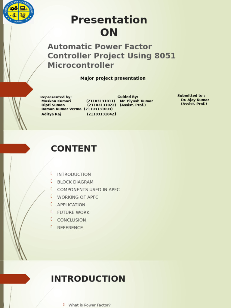 Automatic Power Factor Controller Project | PDF | Electricity ...