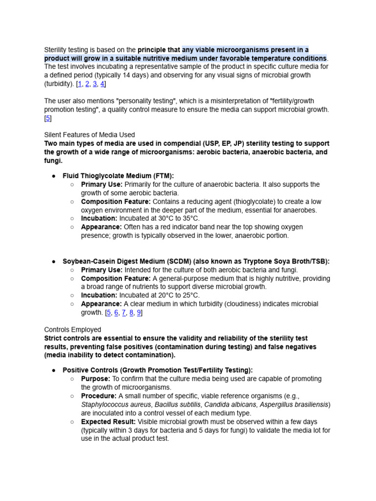 Sterility Testing Methods in Pharmaceuticals | PDF | Growth Medium ...