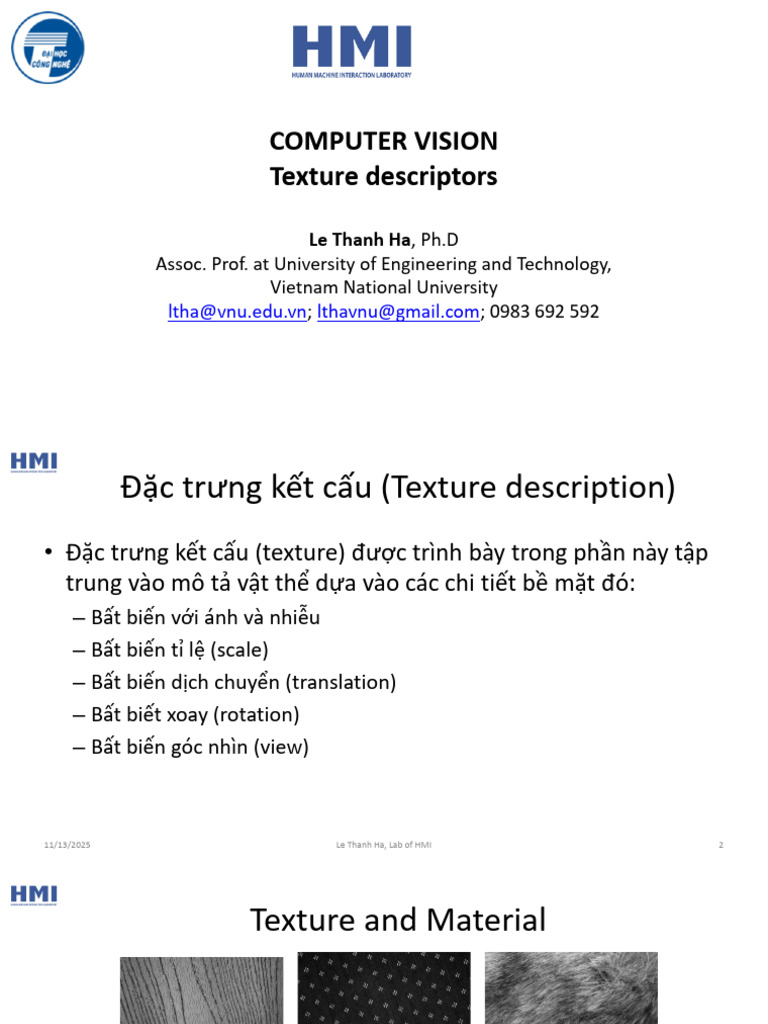 Computer Vision - Texture Descriptors | PDF