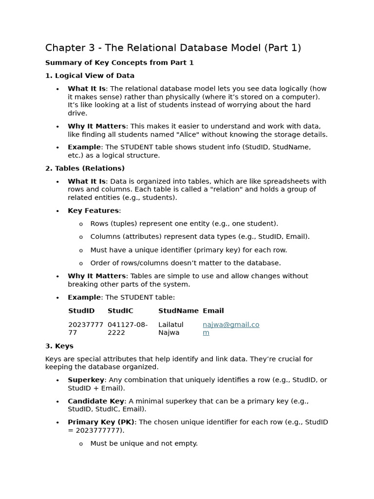 Understanding Relational Database Concepts | PDF | Relational Model ...