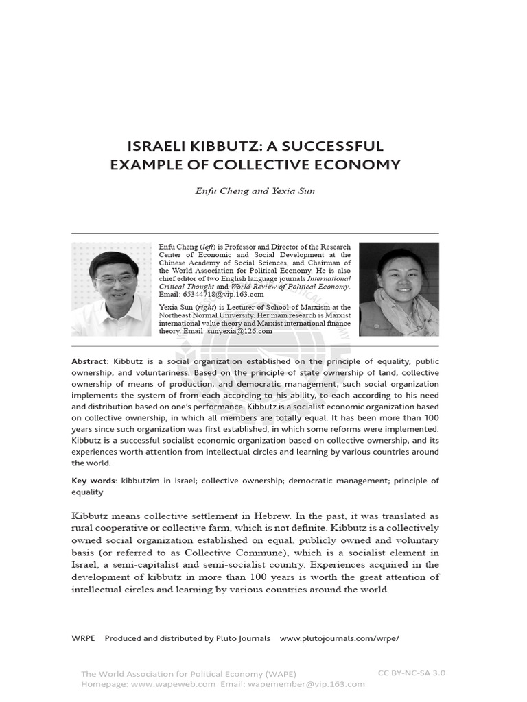 Israeli Kibbutz a Successful Example of Collective Economy | PDF ...