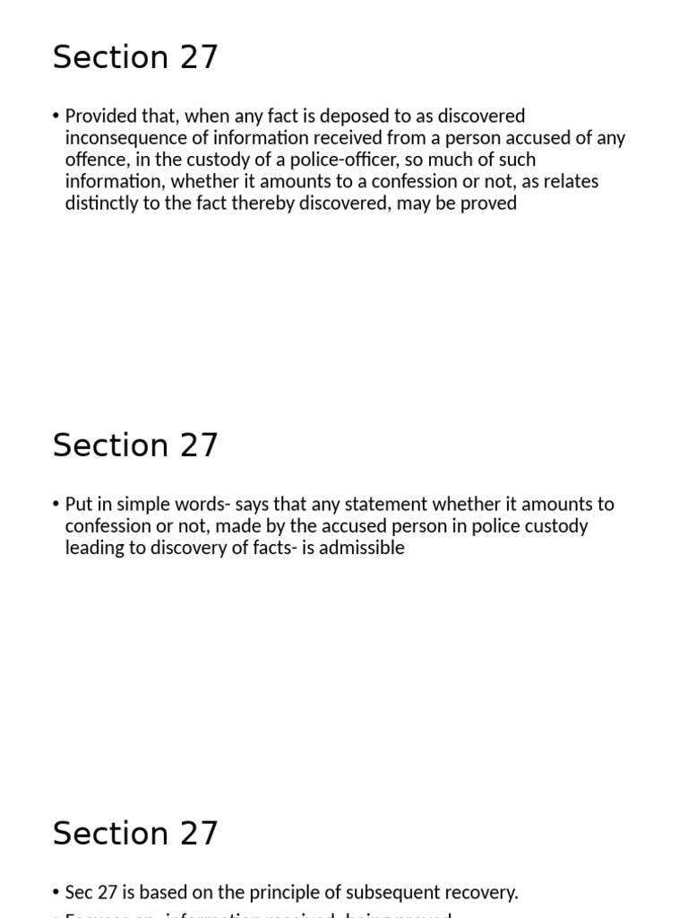 Understanding Section 27 of IEA | PDF | Confession (Law) | Acquittal