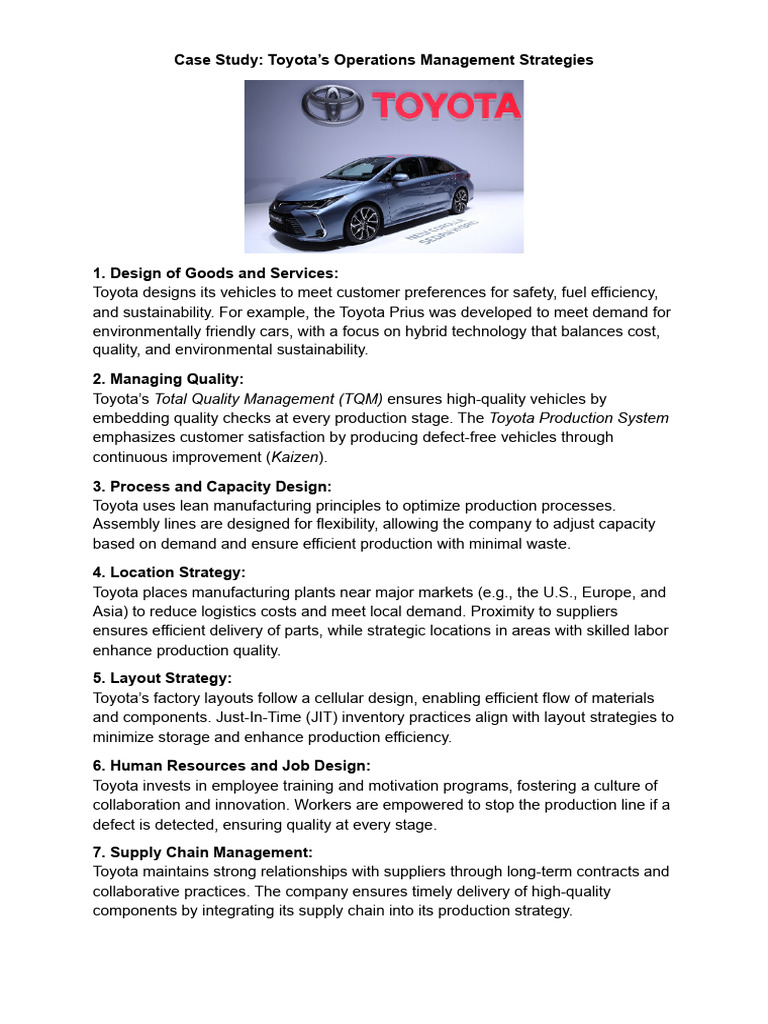Toyota's Operations Management Insights | PDF | Lean Manufacturing ...