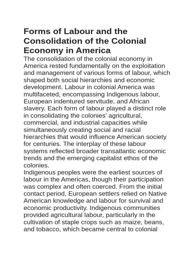 Colonial Labour Systems in America | PDF | Cherokee | Slavery In The ...