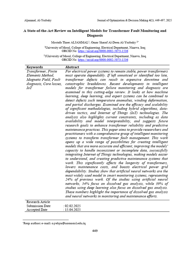 Intelligent Transformer Fault Diagnosis Review | PDF | Transformer ...